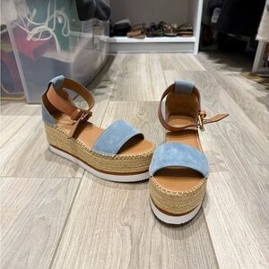 See By Chloe Light Blue Espadrille Wedges
